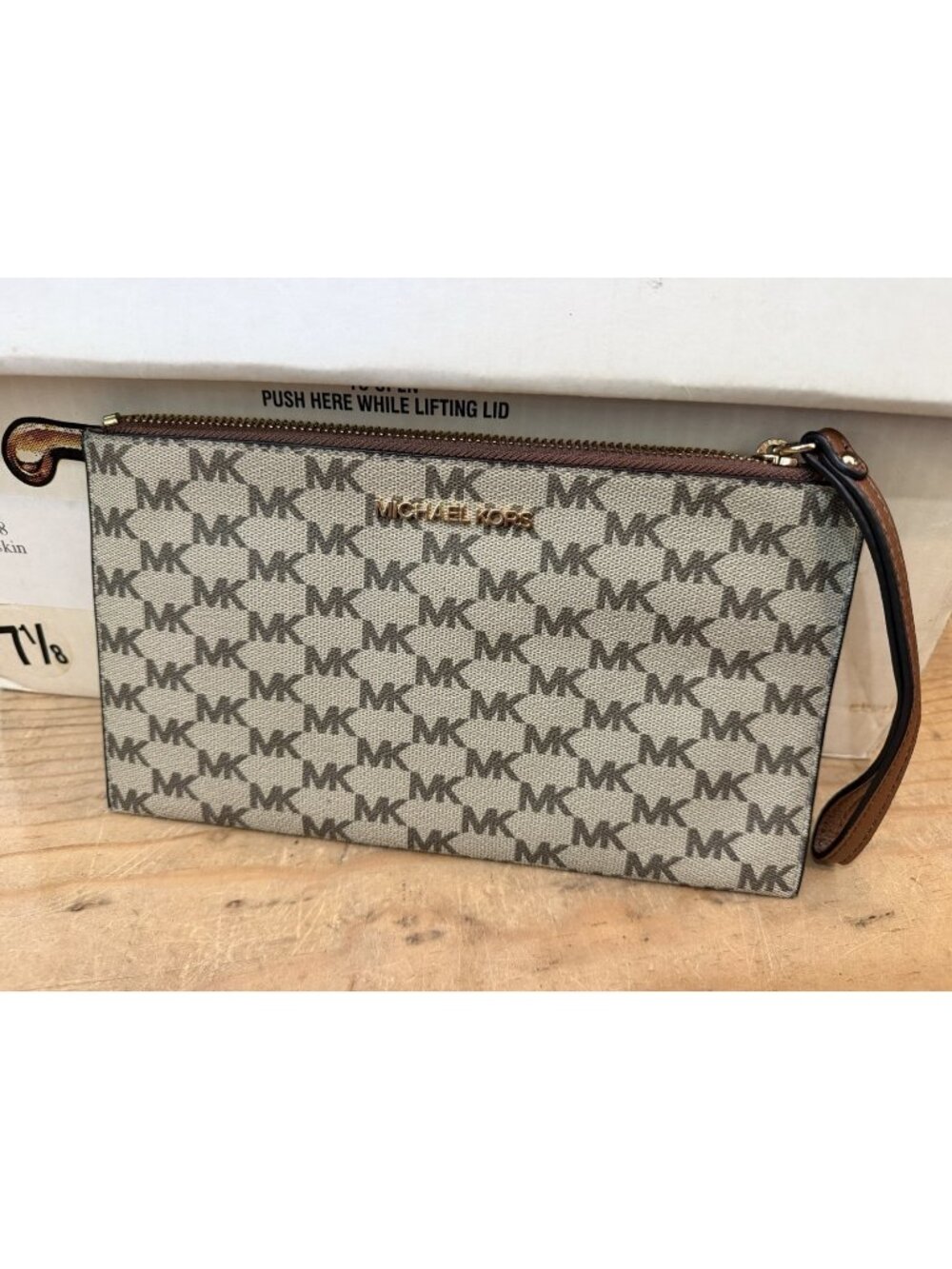 MICHAEL MICHAEL KORS Jet Set Logo Coated Canvas Pouch Wristlet